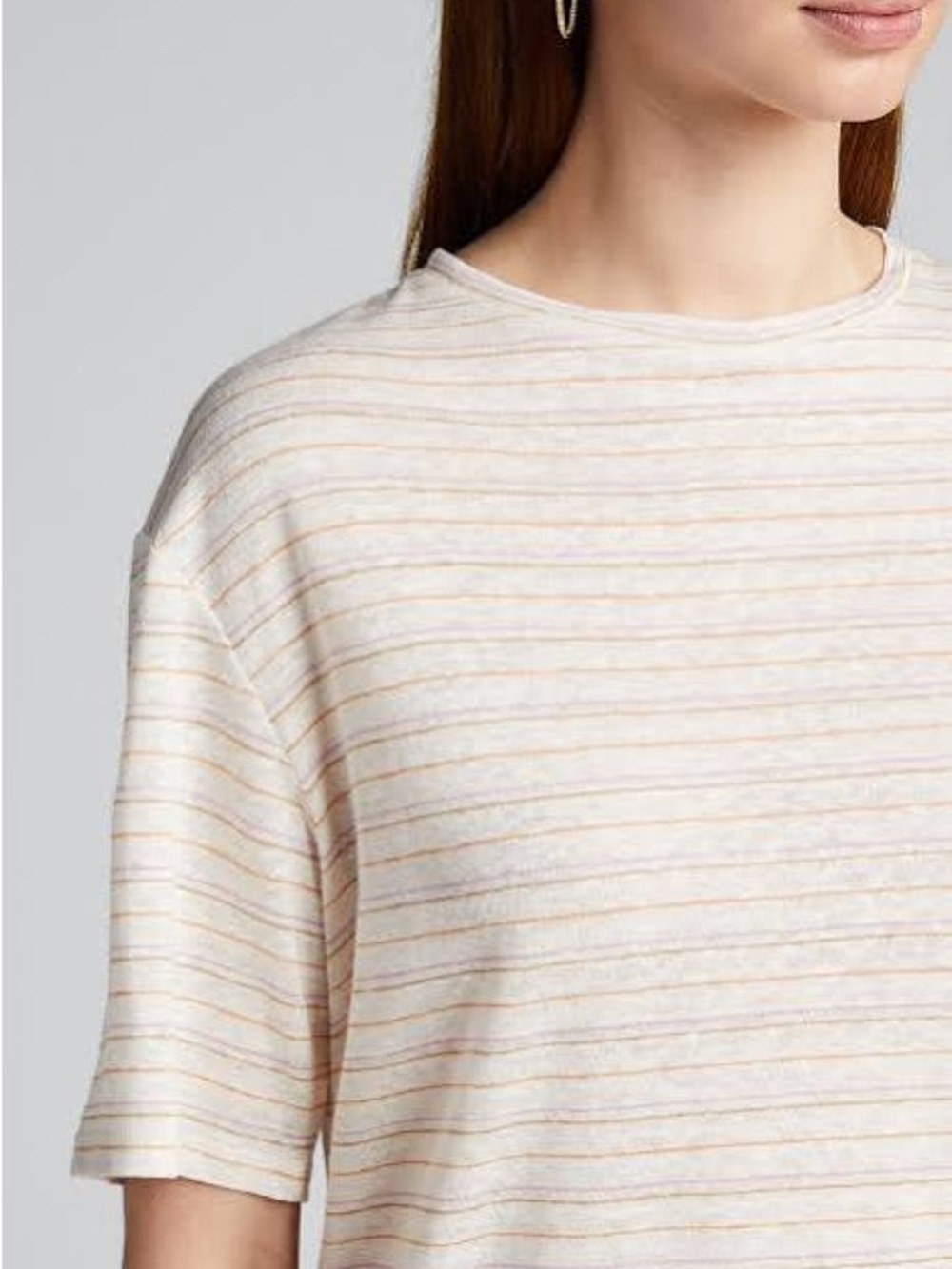 Vince Multi Stripe Linen Boyfriend Tee